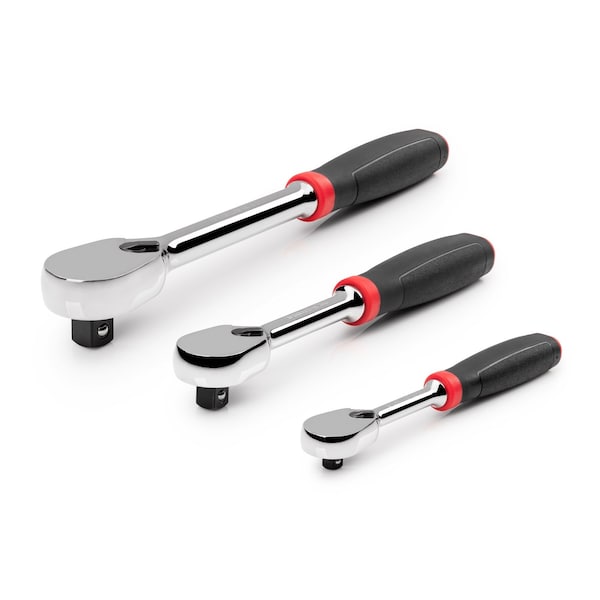 1/4, 3/8, 1/2 Inch Drive Comfort Grip Ratchet Set, 3-Piece (6, 8, 10-1/2 in.)